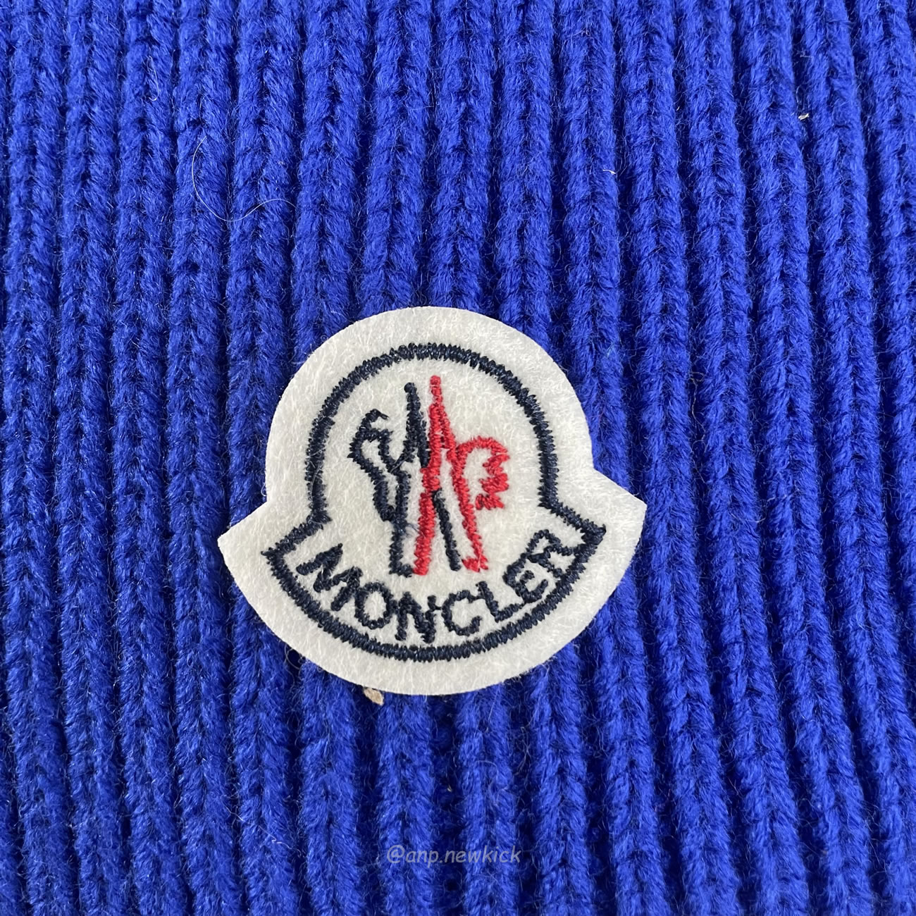 Moncler Logo Patch Ribbed Knit Beanie Black Blue (3) - newkick.app